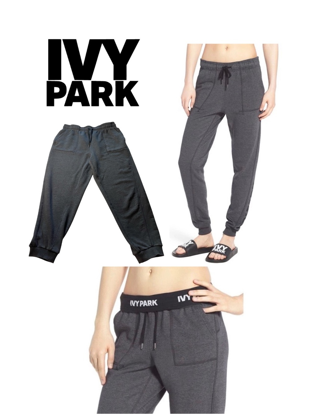 Ivy Park Beyoncé Elastic Logo Joggers Gray Heather Sz M
